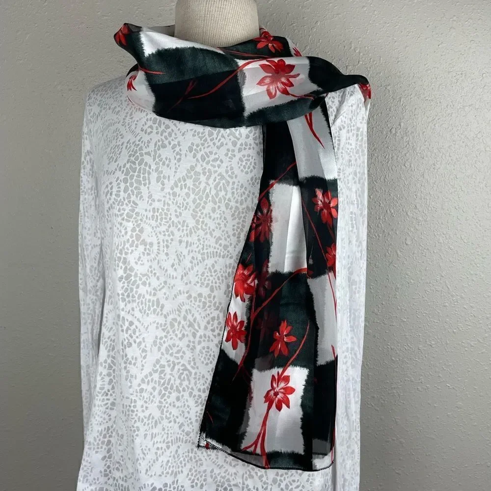 Floral Sheer Scarf EUC